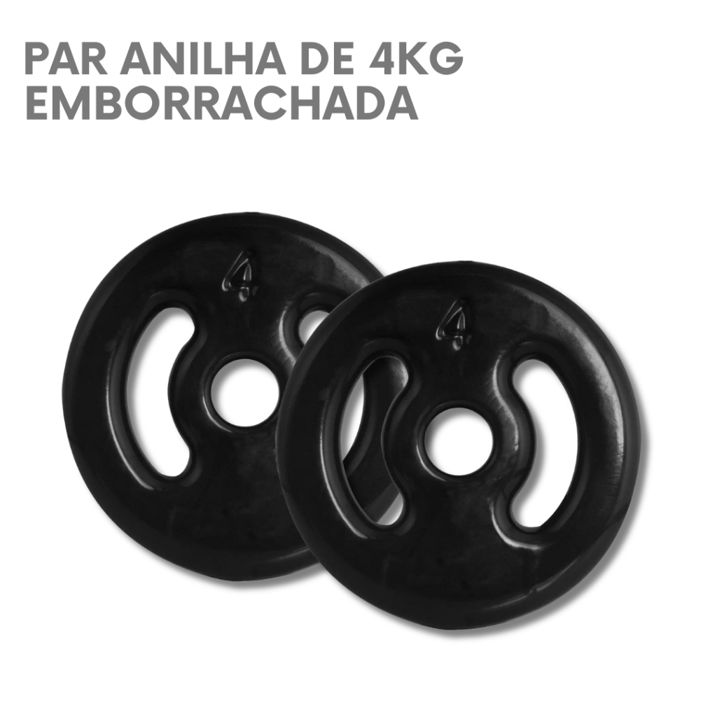 Par Anilha Emborrachada 4kg (2 unidades)  Peso P/ Academia