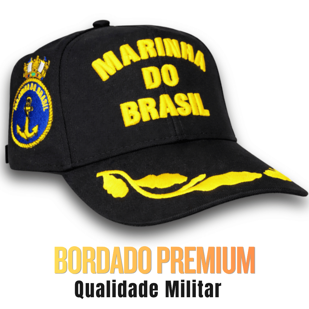 Boné Oficial Marinha do Brasil | Militar, Quepe, Fardamento, Exército, Bordado