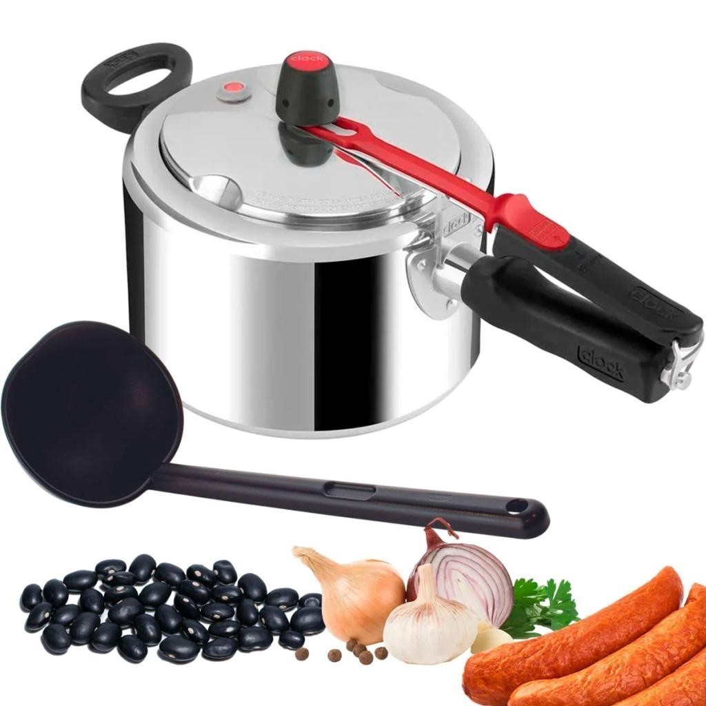 Panela de Pressão Clock 3 Litros Alumínio Polido e Concha em Nylon em Oferta na Shopee