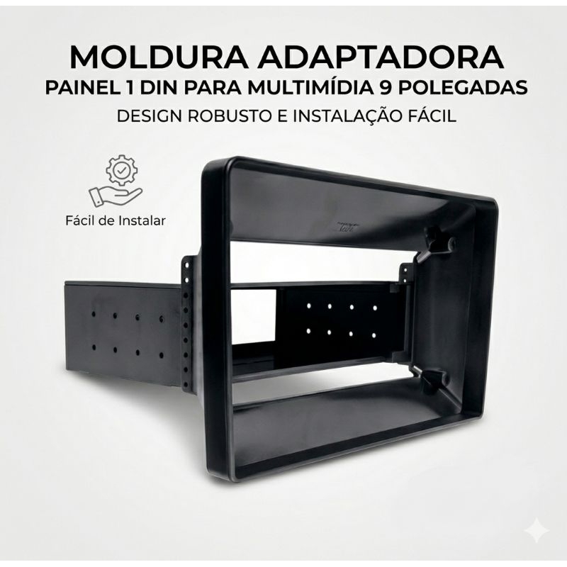 MOLDURA ADAPTADORA PAINEL 1 DIN PARA MULTIMÍDIA 9 POLEGADAS PRETO - LANÇAMENTO!