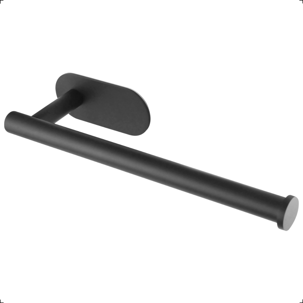 Porta Toalha Rosto Banheiro Preto Fosco Inox 304 Ares Colante Lavabo Parede Sem