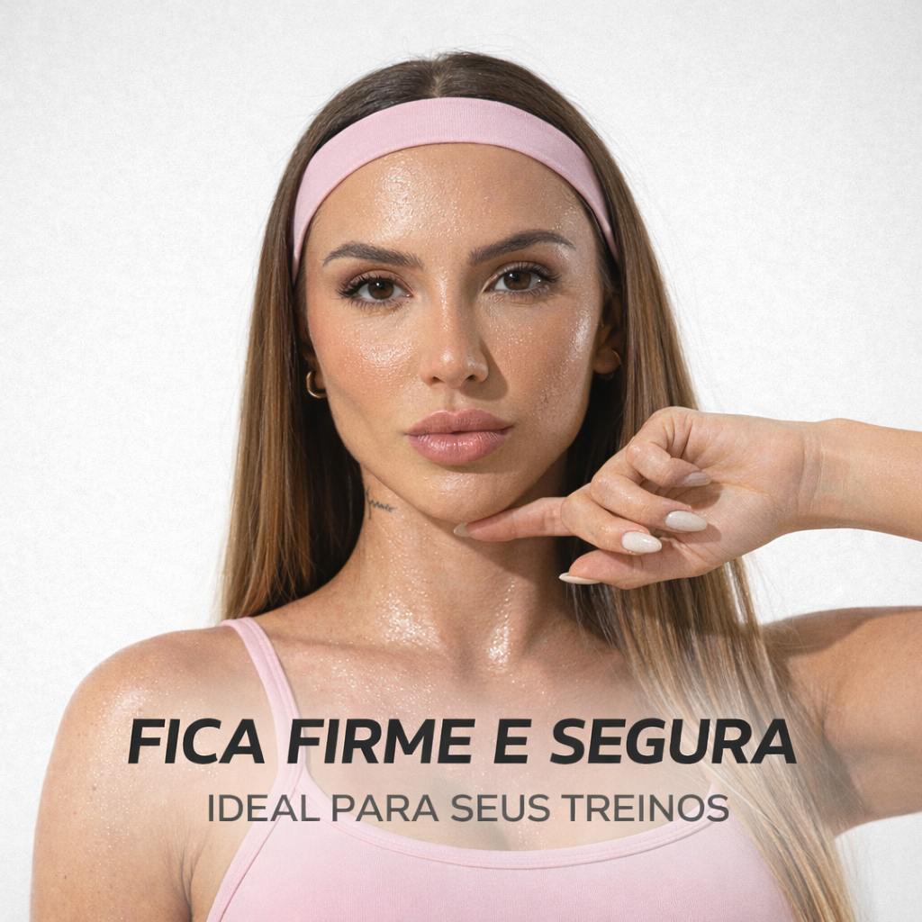 Kit Faixa de Cabelo Fitness Feminina Poliamida Antiderrapante Não Escorrega Academia Treino Corrida