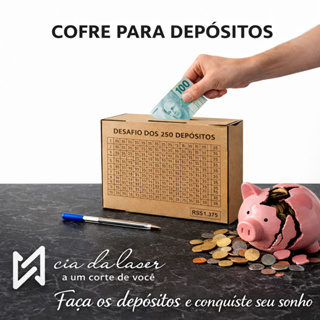 Cofre Caixa Mdf Desafio Financeiro 250 Depósitos 5 Mil 10 Mil em Oferta na Shopee