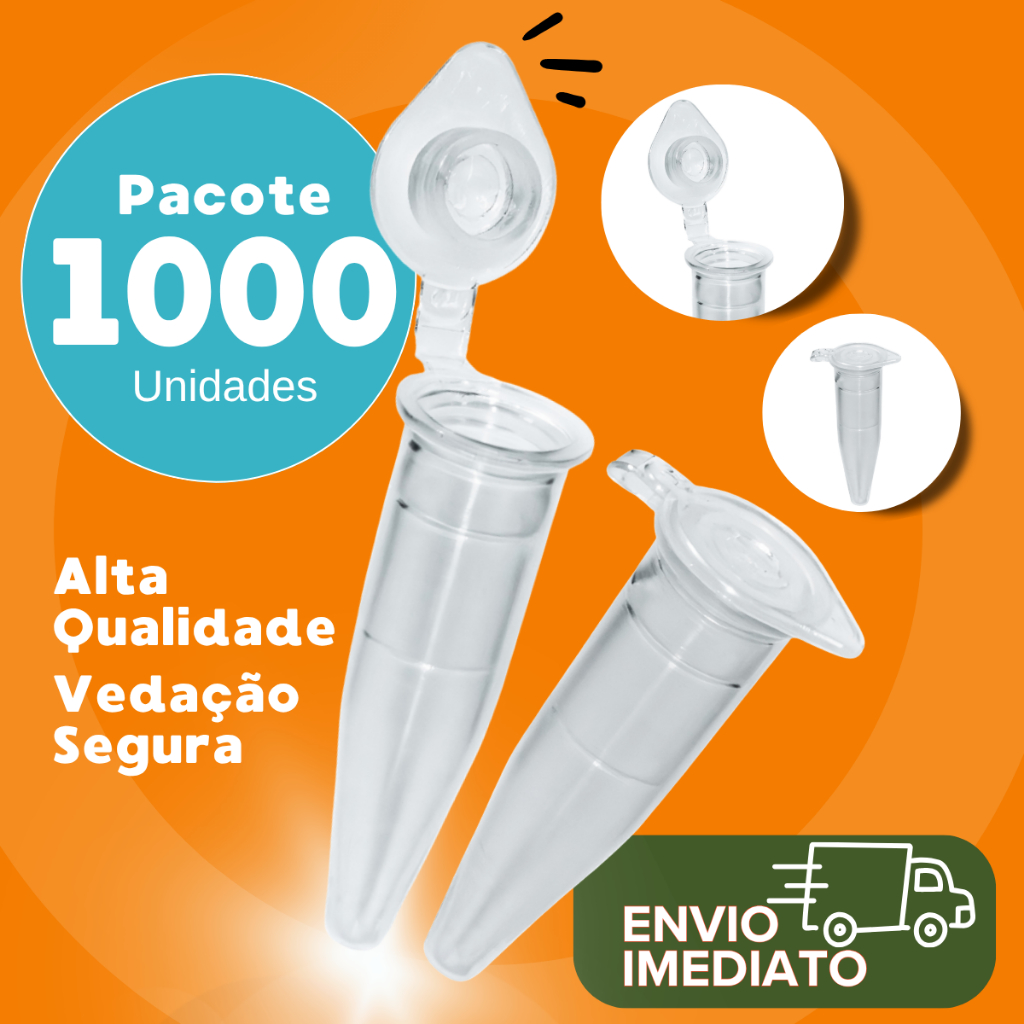 Microtubo 0,9ml Interno Plus Neutro Alta Vedação Pacote 1000 Unidades