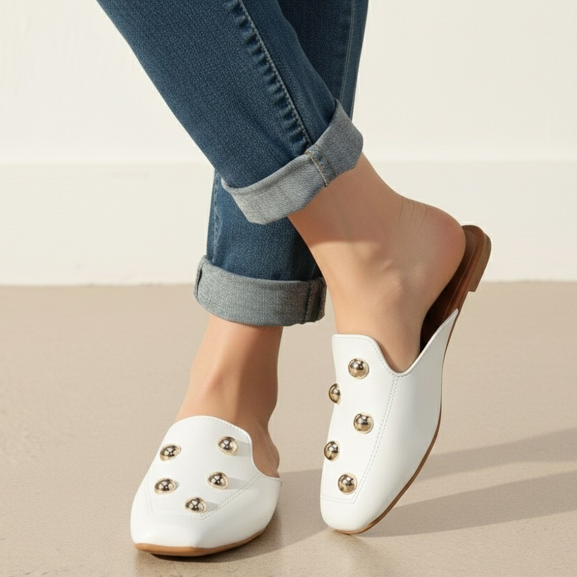 Mule Feminino Bico Quadrado Sandália Rasteira Muller Sapatilha Sapato Confortável