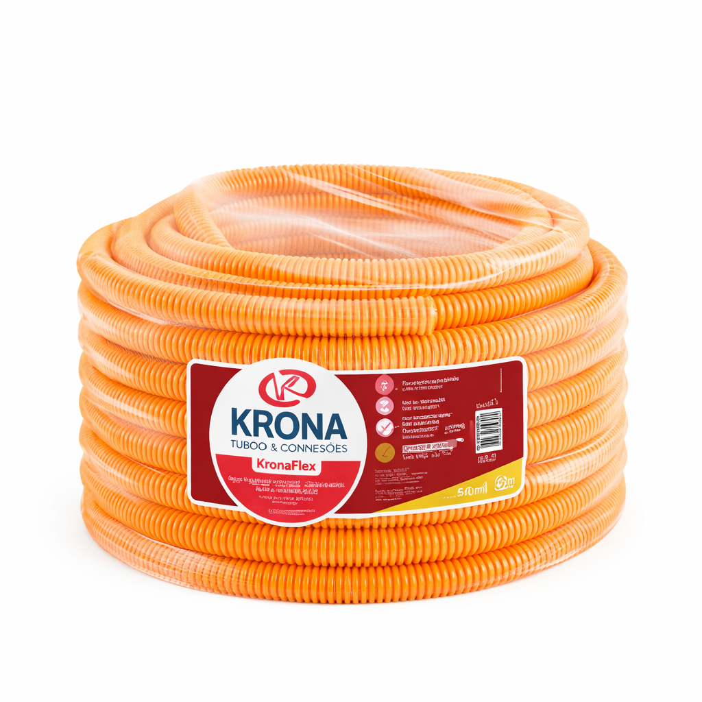 Rolo de 50m Conduite Eletroduto Laranja 3/4" (25mm) Flexível Reforçado - Krona em Oferta na Shopee