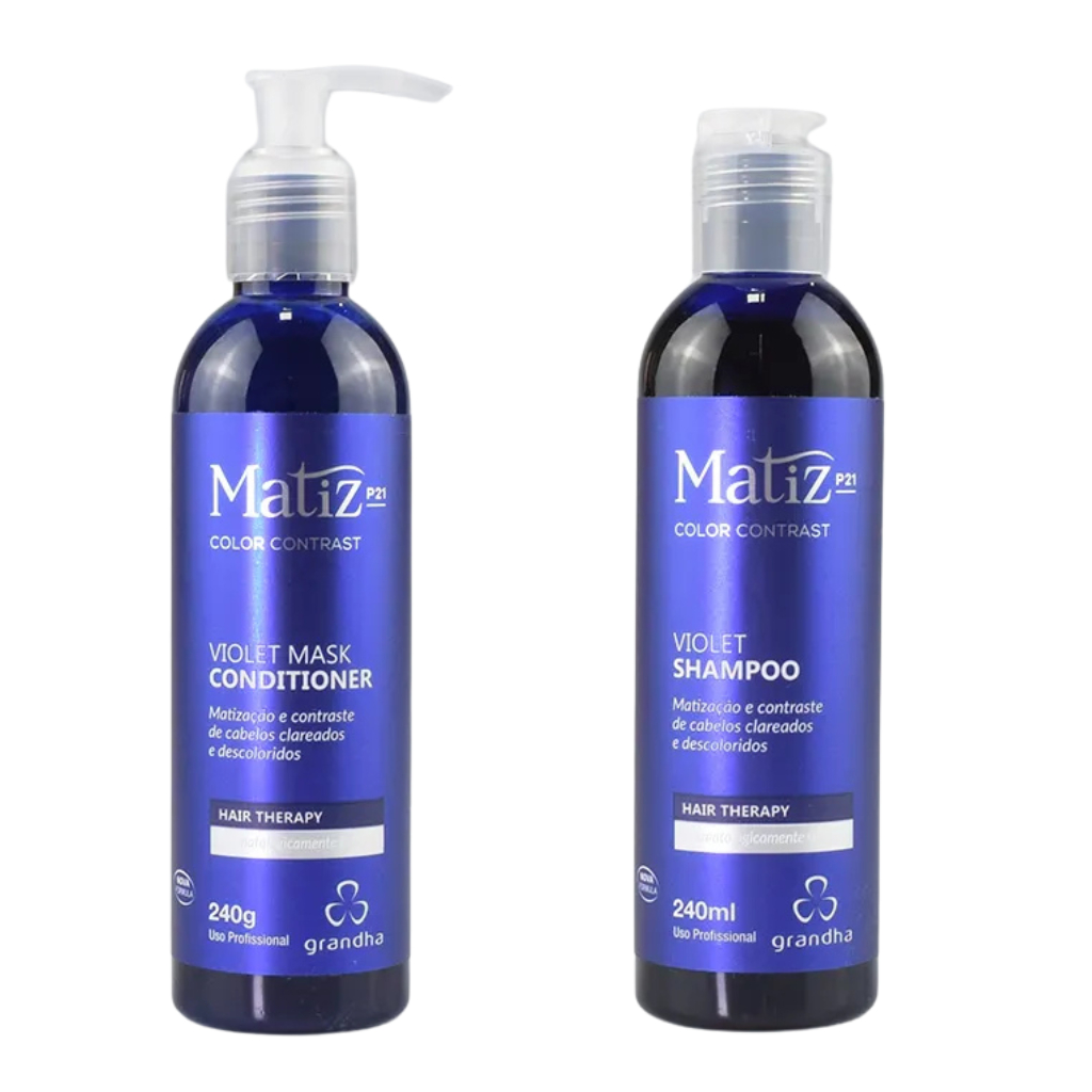 Grandha Kit Matiz P21 - Violet Shampoo 240ml  e Volet Mask Conditioner 240g