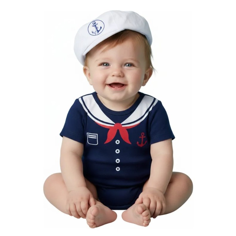 Body Infantil Marinheiro + Boia Chapeuzinho Body Bebê Menino Temático Mesversário Personagem