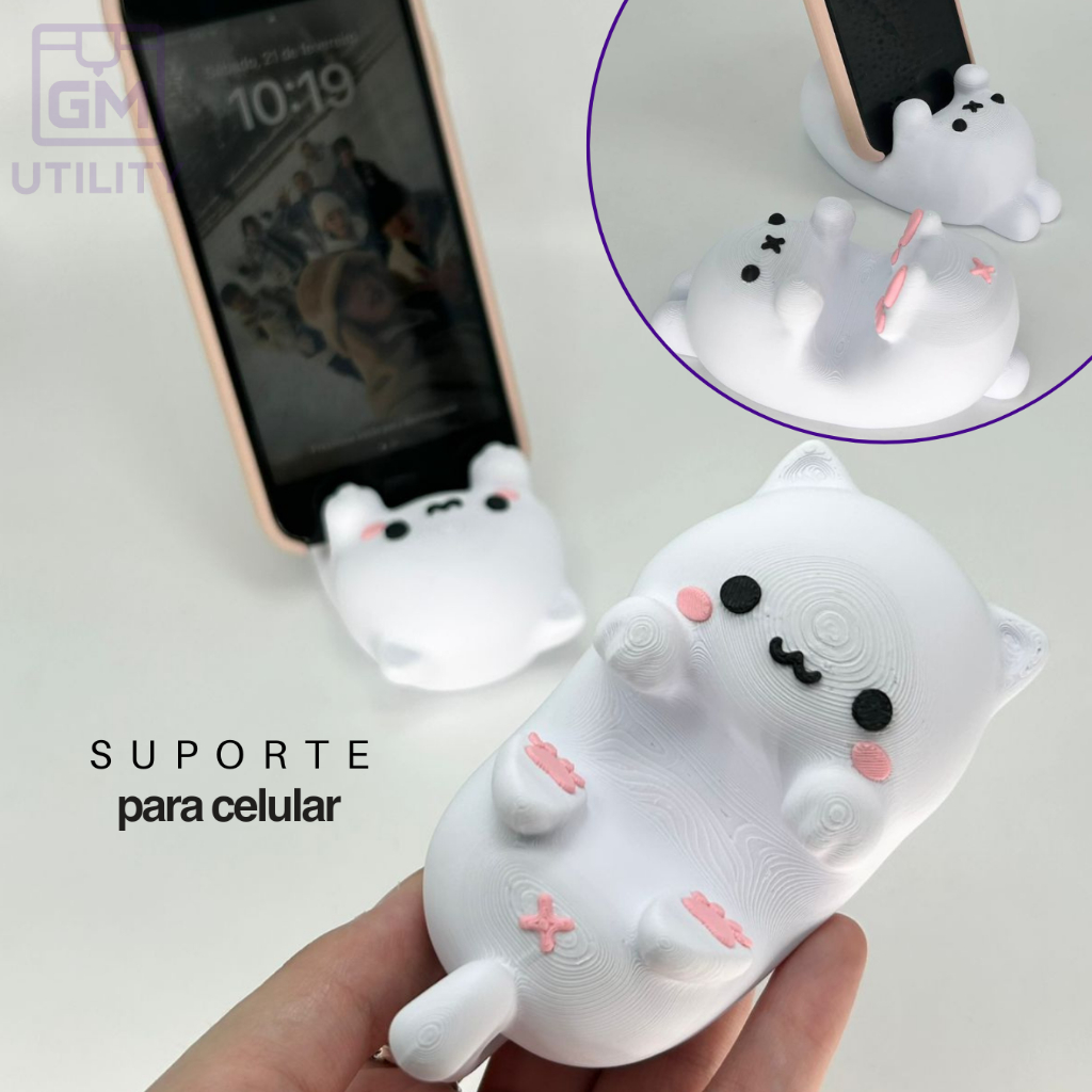 🔥PROMO 6.6🔥 Suporte Porta Celular Mesa Universal Smartphone Tablet Gato Coelho Fofo Decorativo Presente