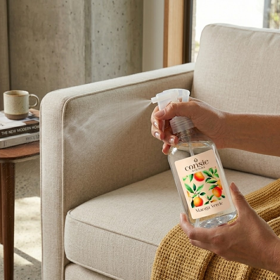 Água perfumada para tecidos e lençóis - fragrância Manga Verde Coleção Frescor 250ml