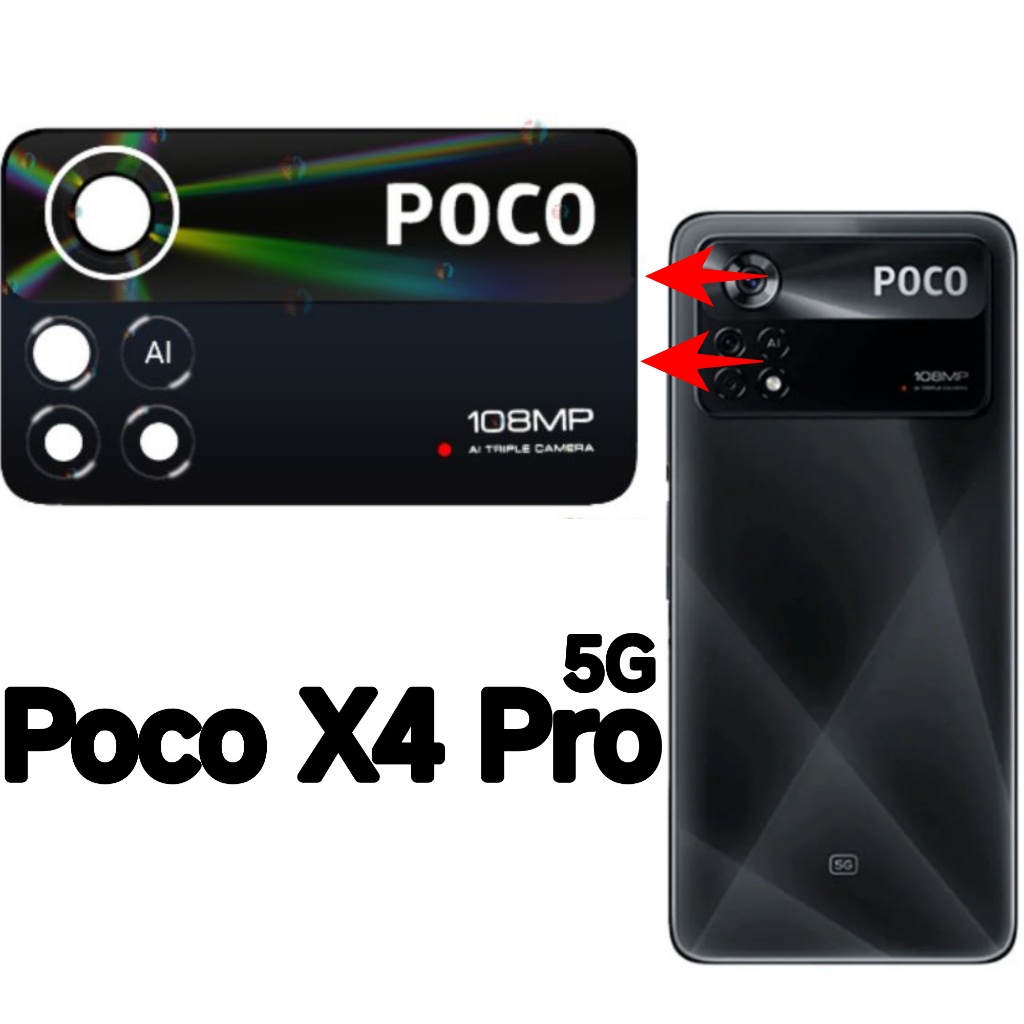 Vidro da Camera Para Poco X4 Pro 5G Lente da Câmera Traseira Vidrinho Traseiro + Cola B7000