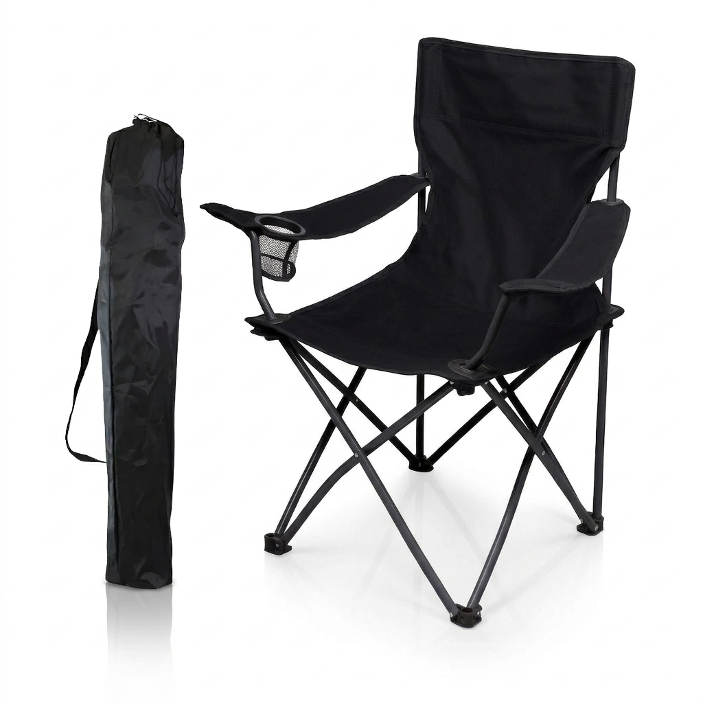 Cadeira Camping Dobrável Portátil Para Praia Pesca Acampamento Porta Copo Bolsa De Transporte 120kg