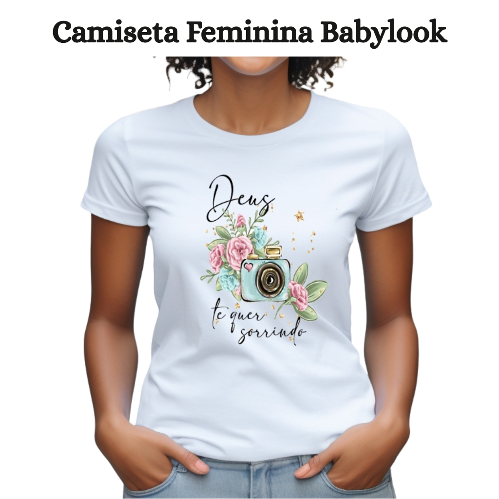 Camiseta T-shirt Feminina Babylook Blusa Estampada Moda Estilosa Casual Evangélica Várias Estampas