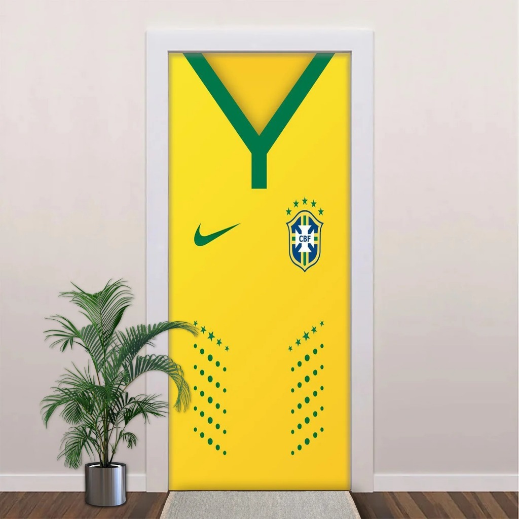 Capa De Porta Tecido Elástico Copa Do Mundo Camisa Do Brasil