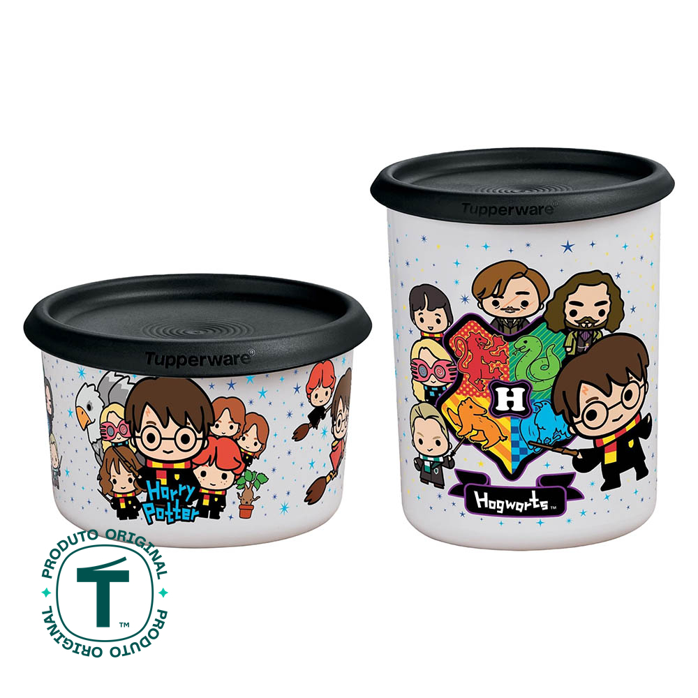 Kit Potes Tupperware Instantânea Mágica Harry Potter Colorido 575ml e 1,3L