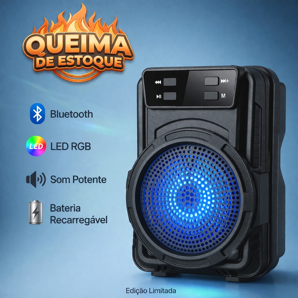 Imagem Caixa de Som Mini Bluetooth Potente Portátil GTS-1360 3" Portátil com LED RGB