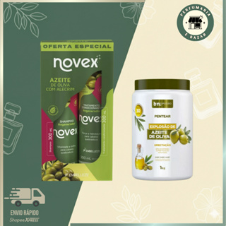 CREME DE PENTEAR  EXPLOSÃO AZEITE DE OLIVA BELEZA NATURAL 1KG + SHAMPOO E COND NOVEX em Oferta na Shopee