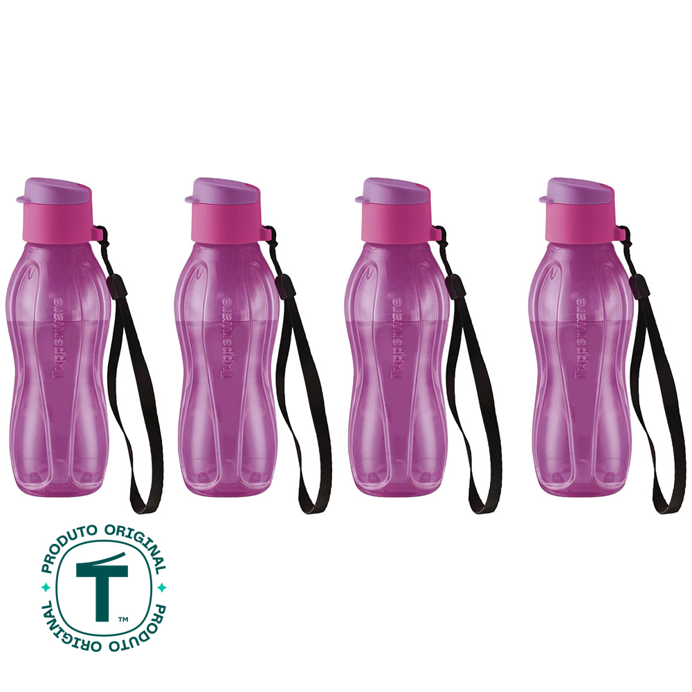 Kit com 4 Garrafas de Água Tupperware Eco Tupper Roxa 310ml