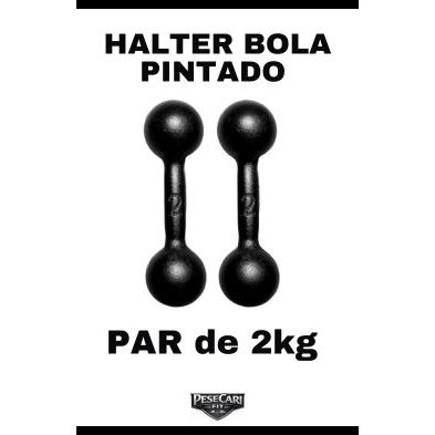 Par Halter Bola 2kg Pintado Treino Musculação Fitness Peso Livre Funcional Academia em Casa