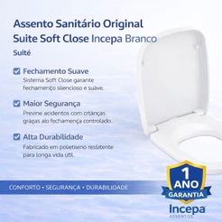 Assento Sanitário Original Soft Close Suíte Branco Incepa Branco