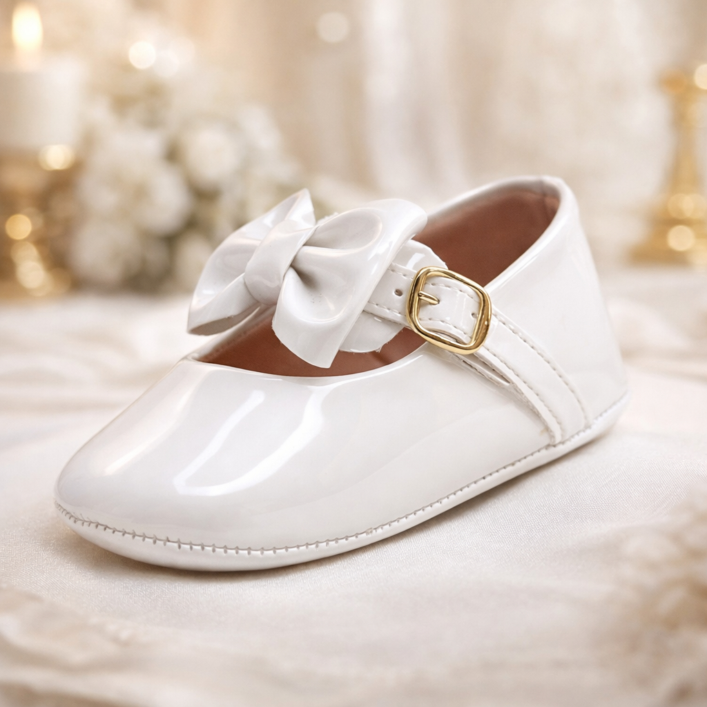 Sapatilha Bebê Feminina Laço Verniz Daminha Festa Batizado