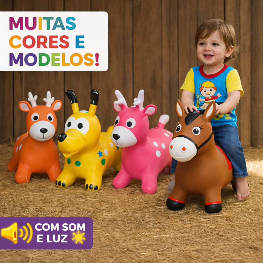 Cavalinho Upa Upa Grande Pula Pula Pocotó borracha Brinquedo Luz e Som Divertido Presente Criança