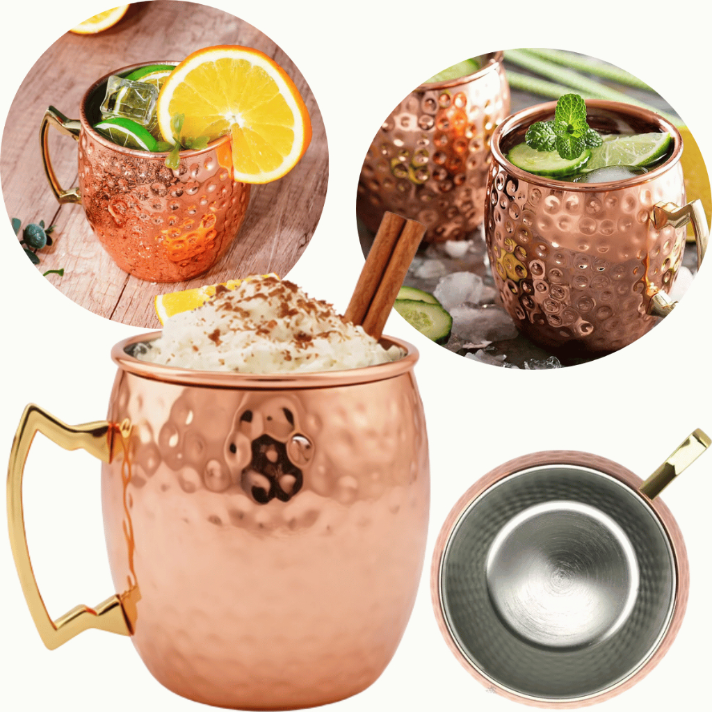 Caneca Moscow Mule 600ml Cobre Inox Alça Drink Bar Coquetel Espuma Bebidas Decorativa