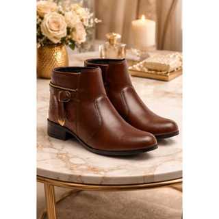 Bota Feminina Zíper Conforto Cano Baixo Feminina Botinha