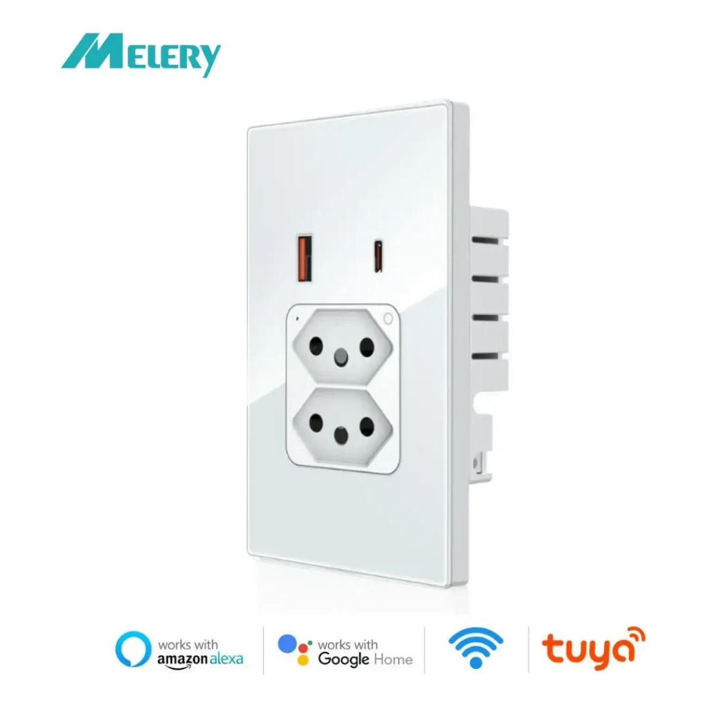 Tomada Dupla Inteligente Wi-Fi - 20A USB-C Alexa SmartLife Controle Remoto via APP Voz