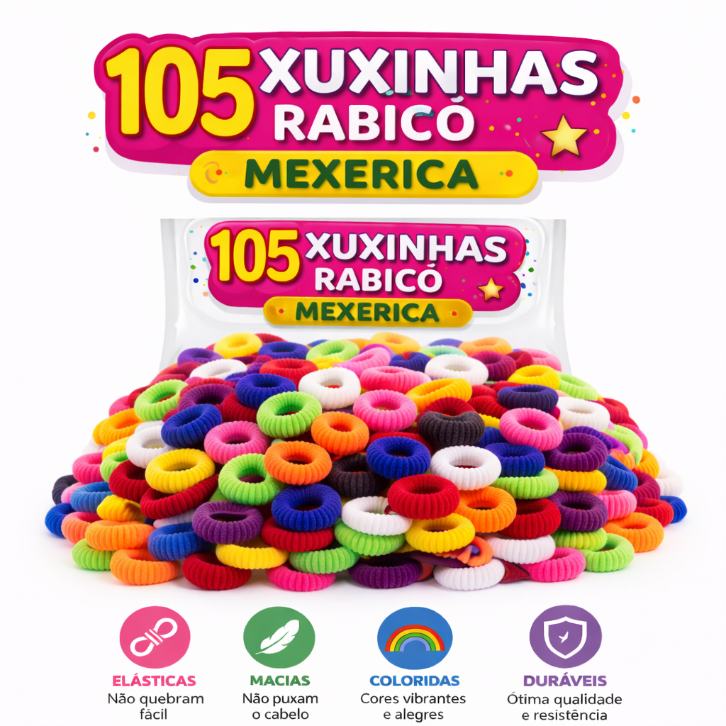 Mega Kit 105 Xuxinhas Rabicó Mexerica – Cores Variadas e Super Resistentes