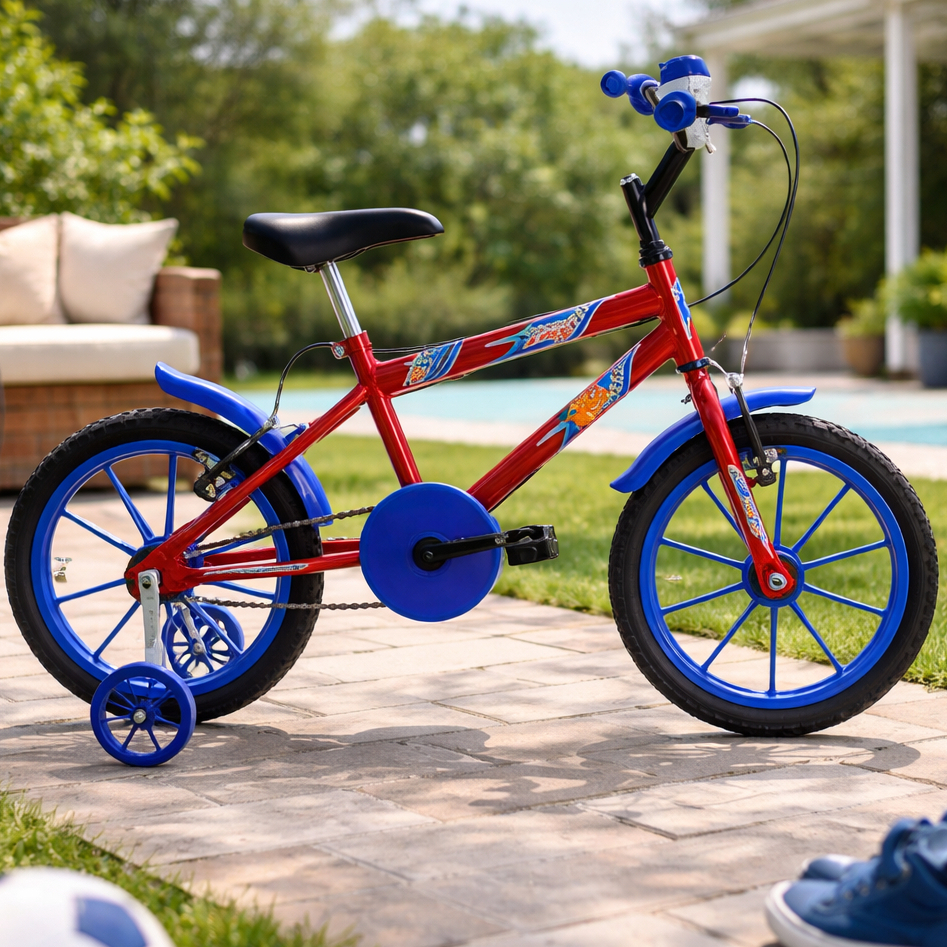 Bicicleta Infantil Ultra Bike Kids Menino Vermelho Azul Aro 16 Rodinha  Buzina Masculino Criança