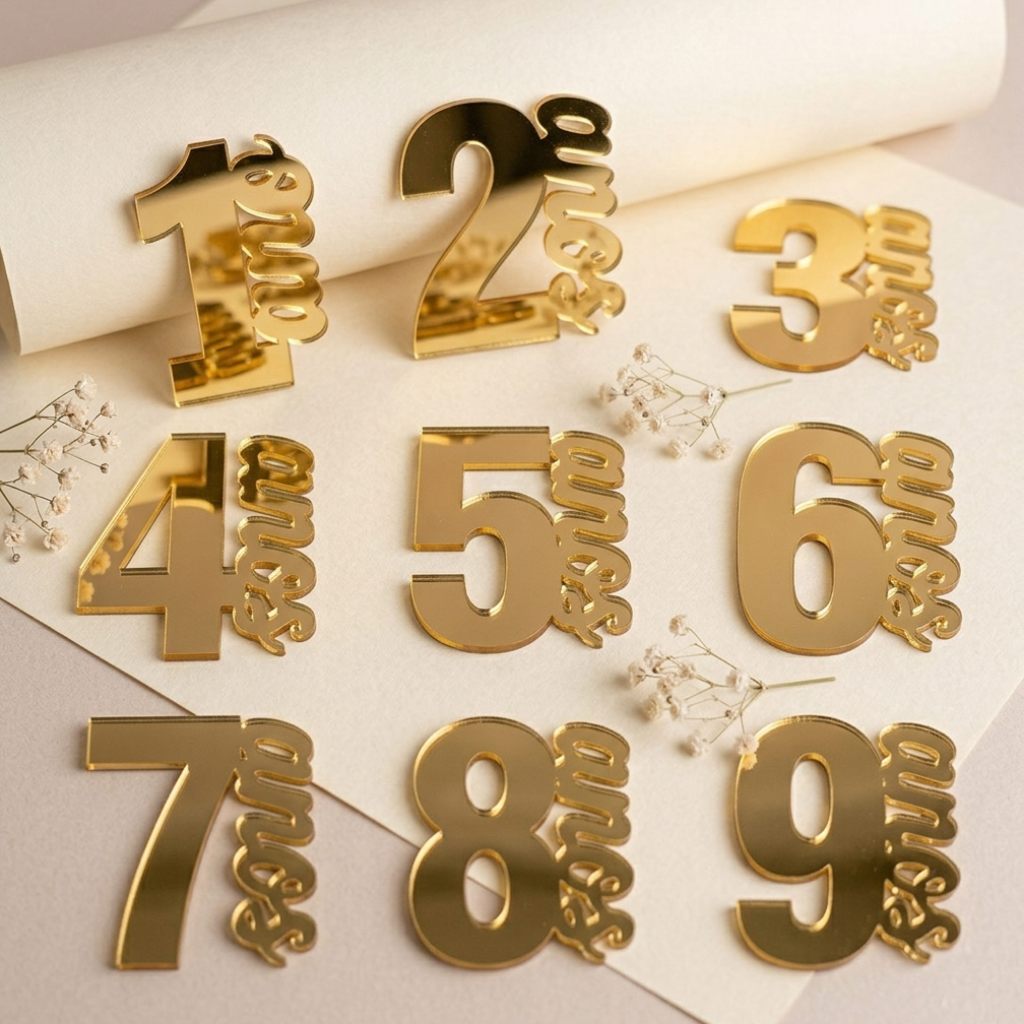 Kit de números em Acrílico Espelhado para Festas Personalizadas - kit 20 unidades-5cm