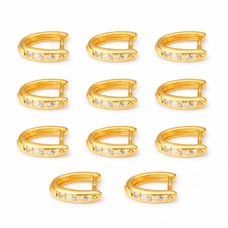 5 ou 10 Unidades Elo/ Pingente Zircônia Transparente Folheado Ouro Prata | Para Biojoias Resina Artesanato | Kit 5/10