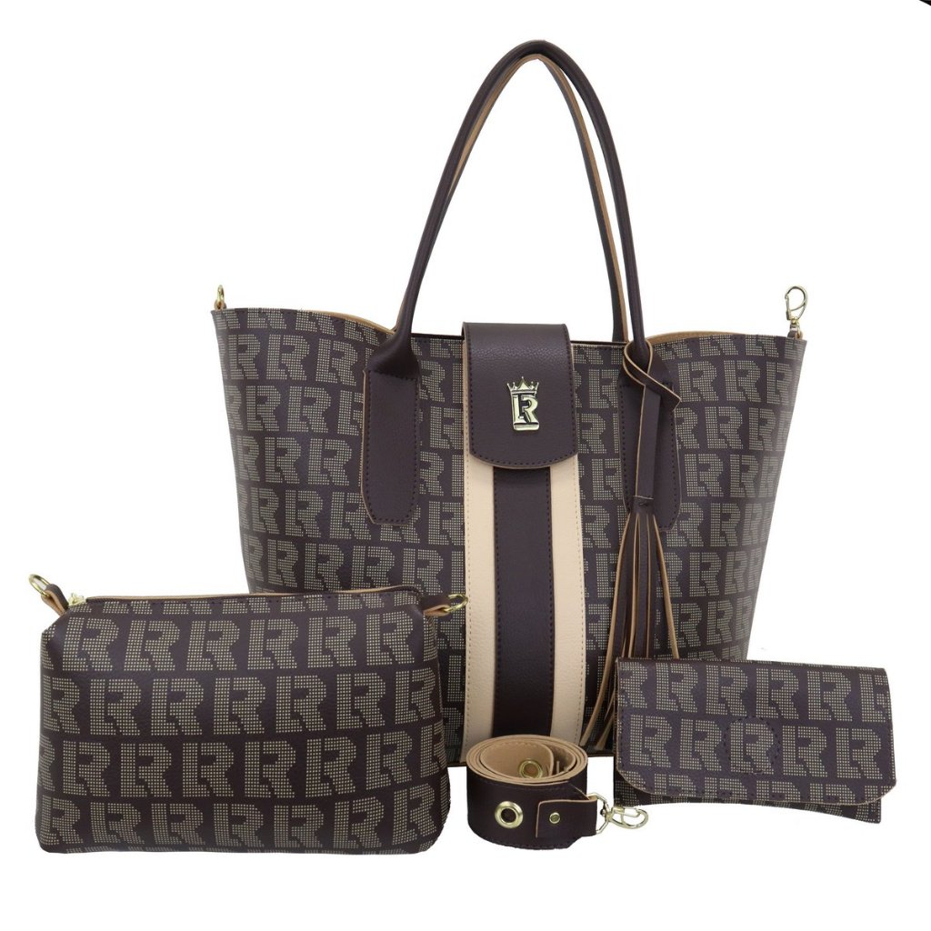 Kit Bolsa Feminina 03 Pçs Bolsa Grande Sacola+Bolsa Media Transversal+Carteira Moda Tendencia+Promoção+Atacado+LR12