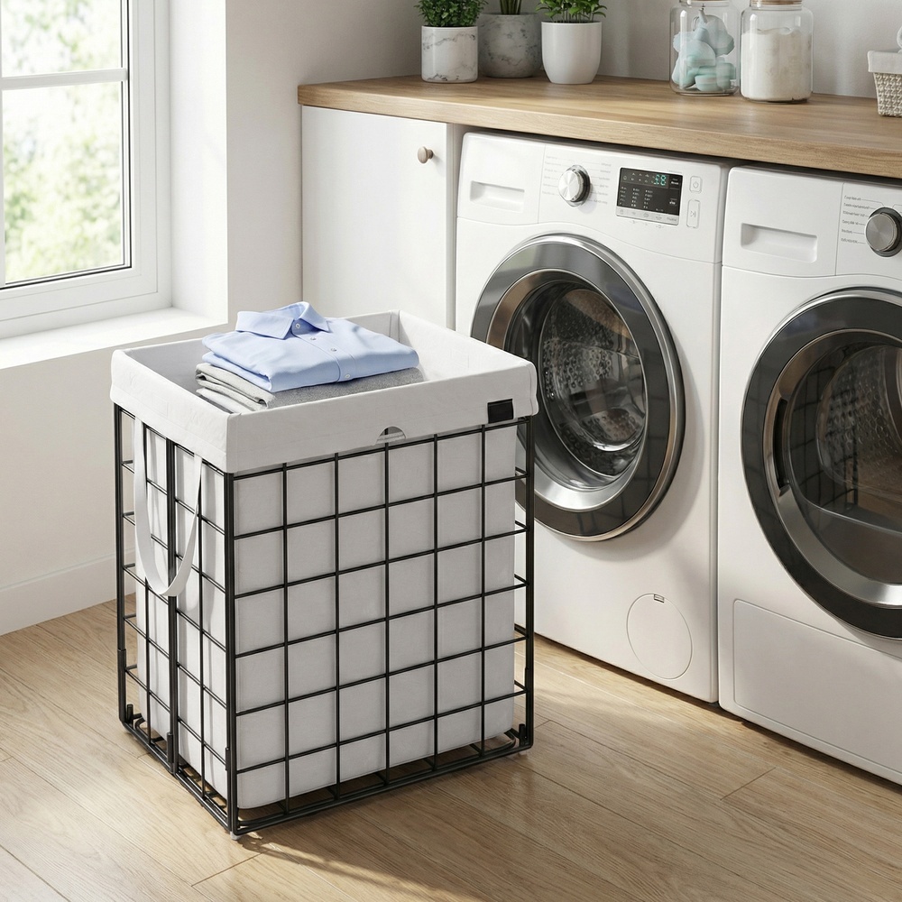 SONGMICS Cesto de Roupa Dobrável 90L, Organizador de Lavanderia com Forro Removível, para Banheiro e Quarto · foto 2