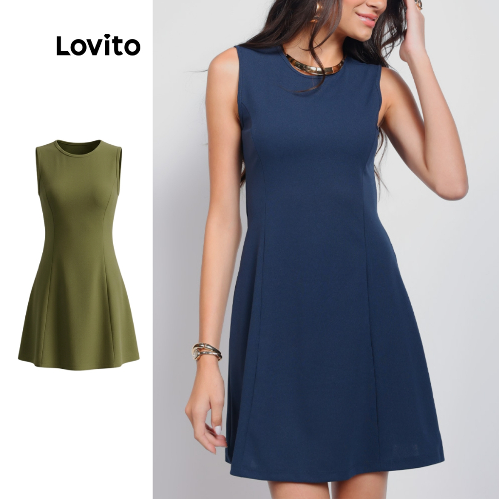 Lovito Vestido Feminino Curto Evasê Elegante DRB1344BRL1377