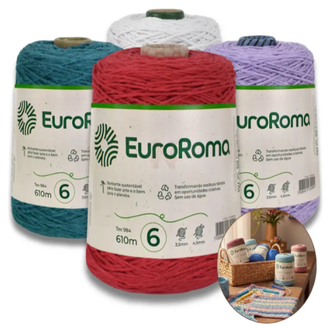 BARBANTE EUROROMA 600G  FIO 6 TODAS AS CORES – TEX 984 – 610M. em Oferta na Shopee