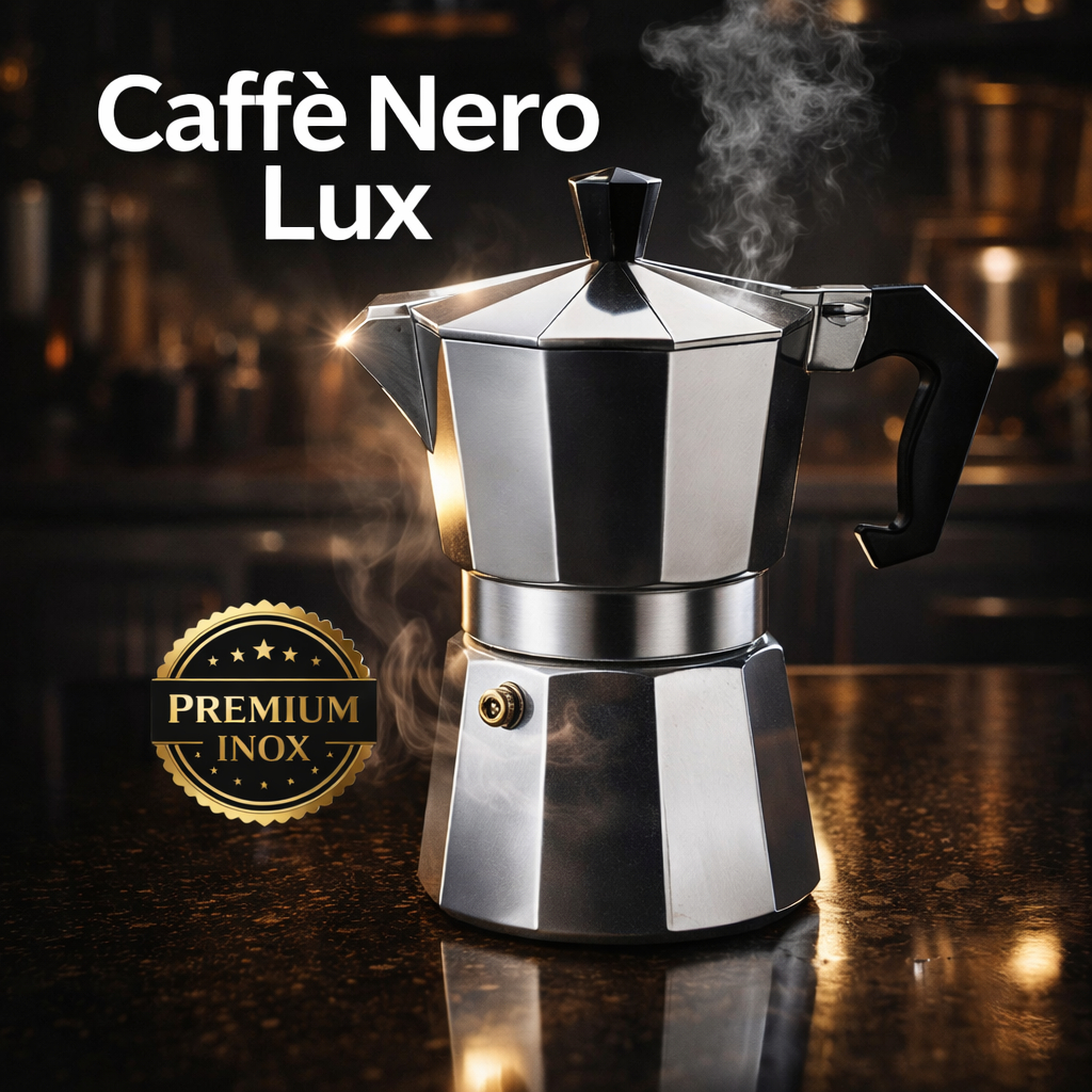 Cafeteira Italiana Inox 3 Xícaras · Café Espresso Tradicional Fácil Preparo
