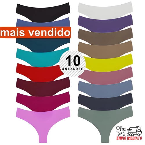 Kit 10 Calcinha Sem Costura Tanga Feminina Corte a Laser Lingerie Conforto Escolha A Cor