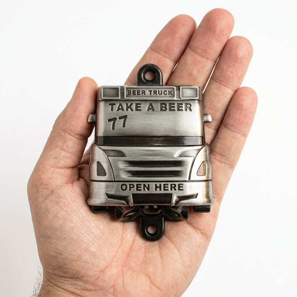 Abridor Garrafa aço escovado Cerveja Bebidas Caminhão scania 1 Peça + parafuso Decoração Utilidades