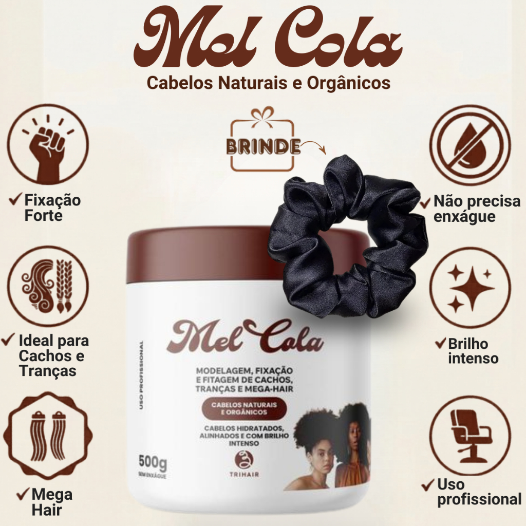 Mel Cola Trihair Cachos Naturais e Orgânicos Modelador 500g em Oferta na Shopee