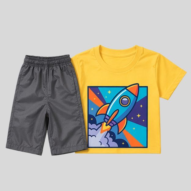 Kit 12 Peças Crianças 6 Conjuntos Roupas Infantil Menino Estampas diversas  6 Camisetas e 6 Bermudas