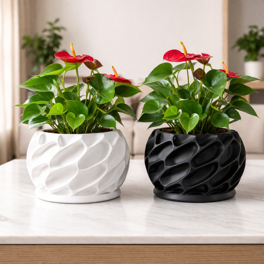 Vaso Decorativo com Planta Artificial Cachepot Moderno Texturizado Decoração Sala e Mesa