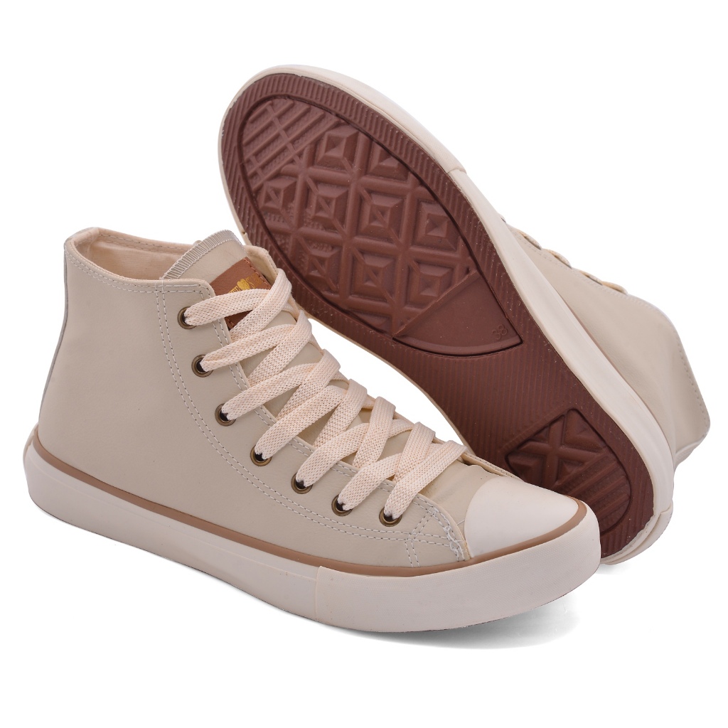 Tênis Feminino Casual Cano Medio Star Botinha Primeira linha Novidade - Preto, Areia - 34 ao 39