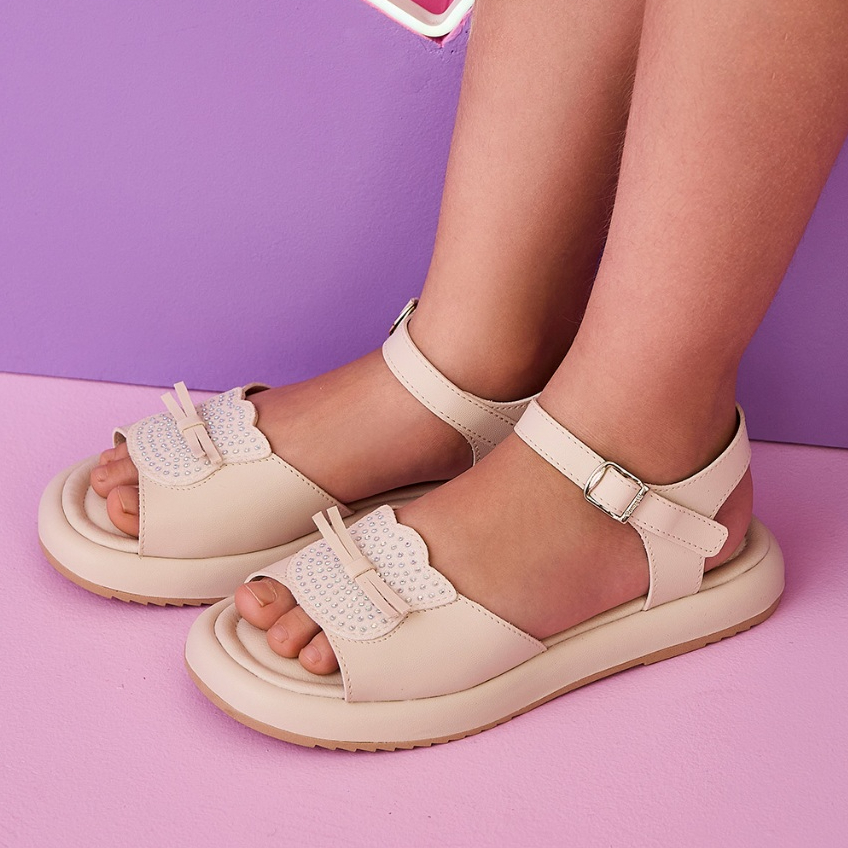 Sandália Infantil Flatform Gatinho Nude Pampili