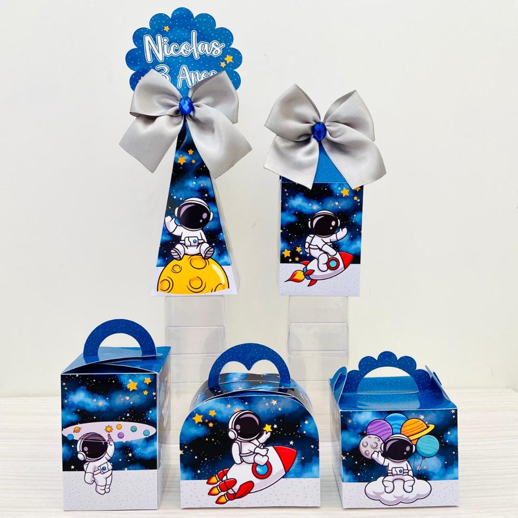 Kit Caixas Astronauta Personalizada / Kit Festa Astronauta / Lembrancinha de Festa / Aniversário Infantil