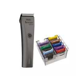 Kit Máquina de Tosa Wahl Bravura Lihtium Violeta + Snaps Adaptadores Cachorro Gato