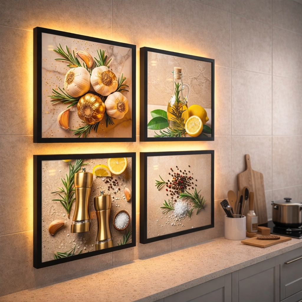 Quadros Decorativos Cozinha Temperos Quadrinhos Pimenta Cantinho 4 pçs