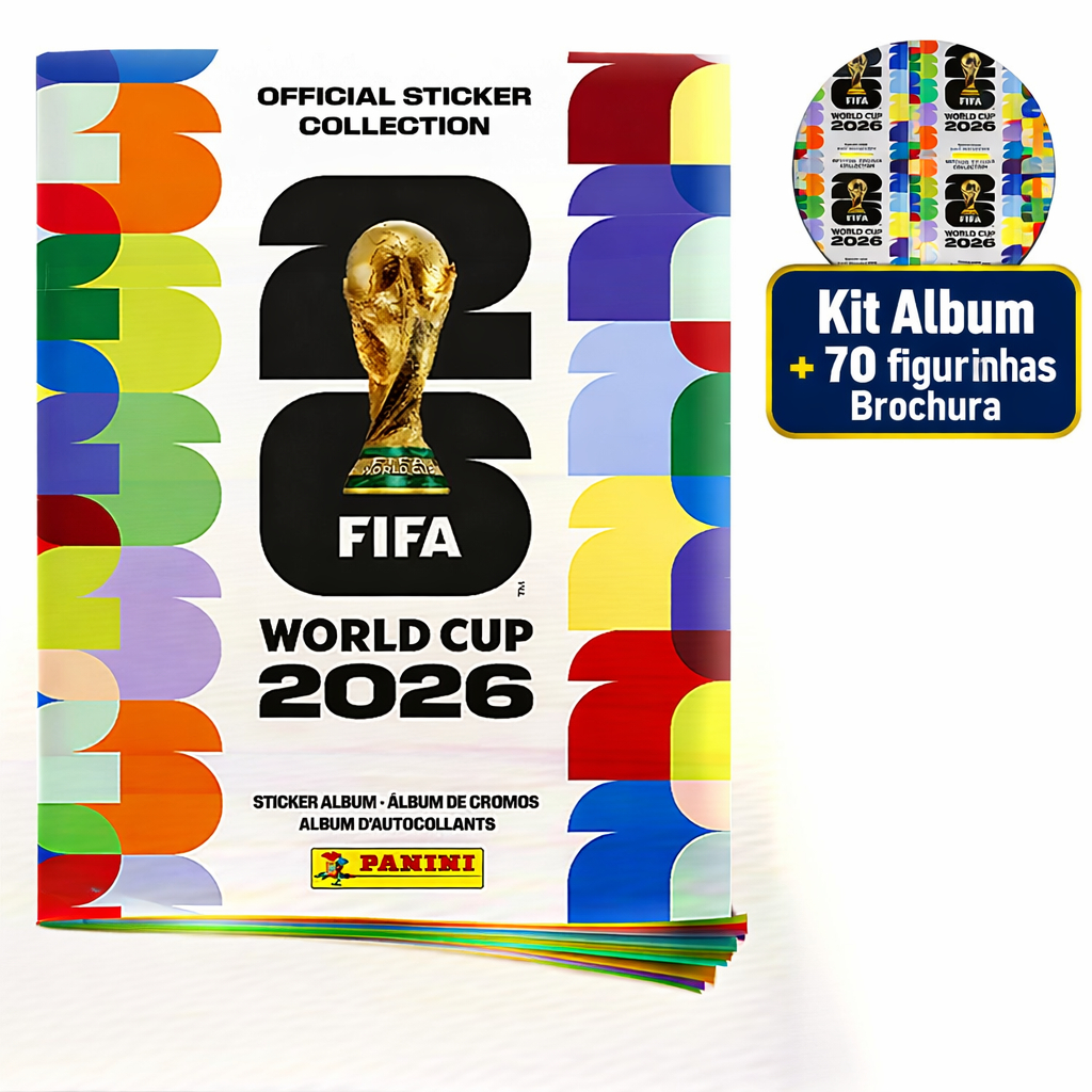 Album Oficial Copa do Mundo 2026 Complete seu álbum - Album Capa Mole + 70 Figurinhas