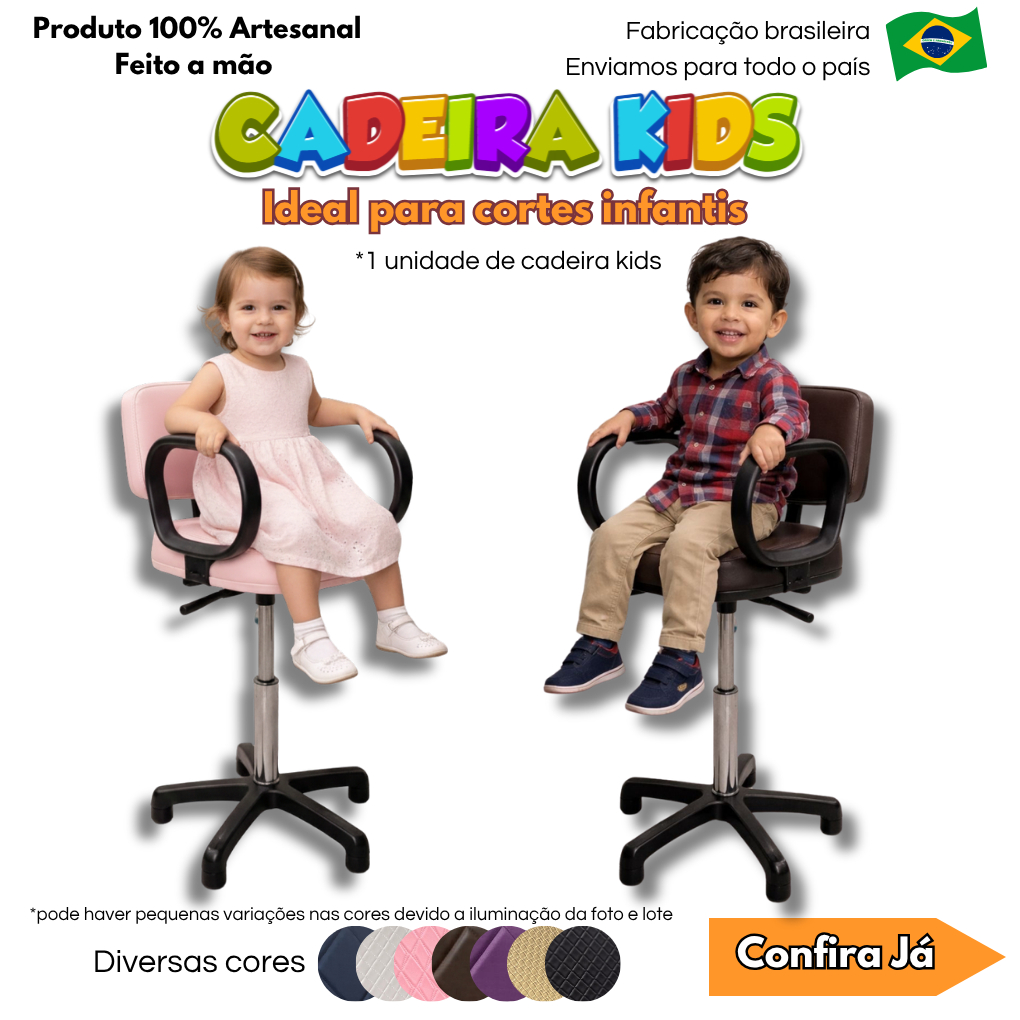 Cadeira Infantil para Corte de Cabelo para Salão de Beleza e Barbearia Pistão Alongado Altura Ideal